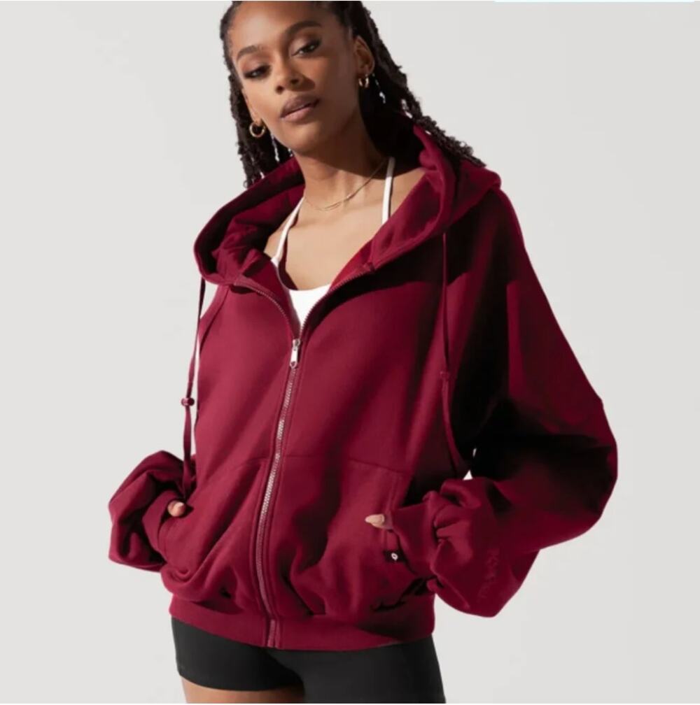 POPFLEX | Crimson Burgundy Zip Cloud Hoodie | 1X 3X